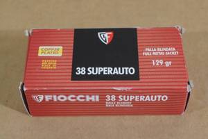 lot 21 image: 50 Fiocchi .38 Super Auto 129 Gr FMJ Ammo