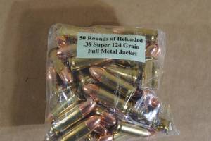 lot 22 image: 50 Reloaded .38 Super 124 Gr FMJ Ammo