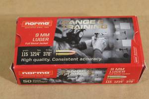 lot 26 image: 50 Norma 9mm Luger 115 Gr FMJ Ammo