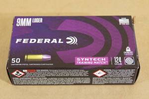 lot 28 image: 50 Federal Syntech 9mm Luger 124 Gr TSJ Ammo