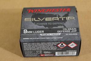 lot 32 image: 20 Winchester Silvertip 9mm Luger 115 Gr Defense JHP Ammo