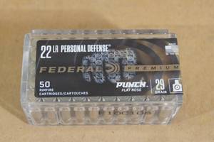 lot 67 image: 50 Federal Premium .22 LR Personal Defense 29 Gr Punch Flat Nose Ammo
