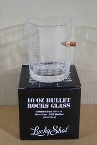 lot 150 image: Lucky Shot 10 Oz Bullet Rocks Glass
