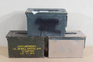 lot 136 image: 3 Metal Ammo Cans