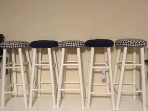 Set of 5 White Bar Stools