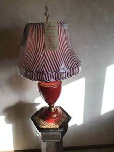 Red stripe lamp & shade
