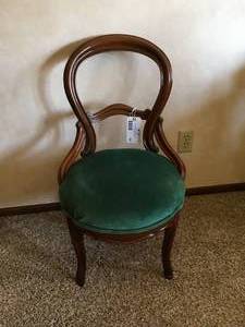 Ornate Green Velvet Side Chair