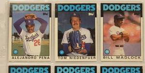 1986 Dodgers Baseball Players 9 Topps Cards