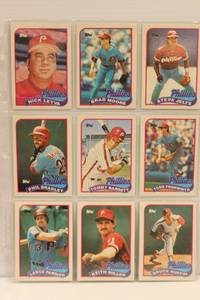 PHILLIES Baseball 1989 Topps Cards Lot Of 9 Phillies Players Card