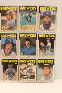 BREWERS 1986 Topps Cards Lot Of 9 Players