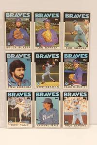 Braves Players 1986 Topps Baseball Cards Lot Of 9 Cards