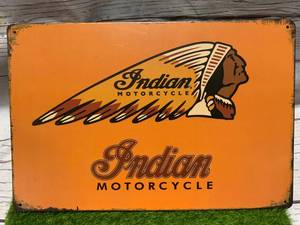 lot 68 image: New Indian Metal Motorcycle Sign Approx 8 X 12