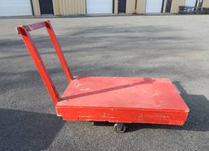 lot 60 image: Vintage Wood Industrial 4 Caster Rolling Cart