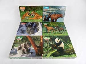 lot 87 image: Lot of 6 Assorted Vintage 1997 Hoyle 500 Piece Animal Theme Sealed Jigsaw Puzzles