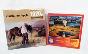 lot 94 image: Set of Vintage Hoyle Tom Ryan and Bo Newell Western Theme Sealed Puzzles