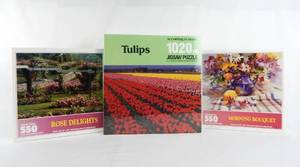 lot 98 image: Lot of 3 Vintage Assorted Floral Theme According To Hoyle Sealed Puzzles