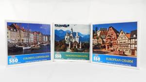 lot 100 image: Lot of 3 Vintage Assorted Scenic Europe According To Hoyle 550 Piece Sealed Puzzles