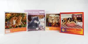 lot 102 image: Set of 4 Vintage Hoyle Puppy and Kitten Theme Sealed Puzzles