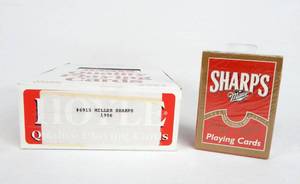 lot 103 image: Box of 12 Vintage 1996 Hoyle Miller Sharps Poker Size Playing Card Decks