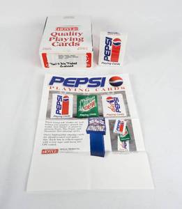 lot 107 image: Box of 12 Vintage 1996 Hoyle Pepsi Poker Size Playing Card Decks