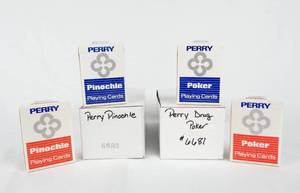lot 115 image: Lot of 24 Assorted Vintage Perry Drug Brand Poker Size Playing Cards