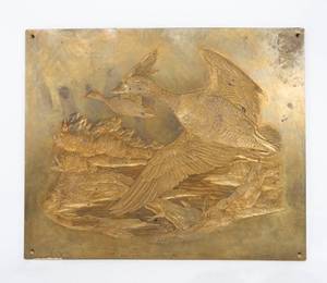 lot 131 image: Vintage Fred Sweney Specklebelly - White Fronted Geese Brass Embossing Plate