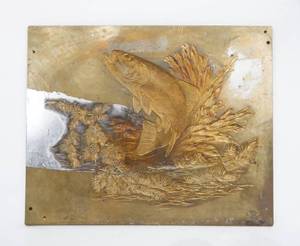 lot 132 image: Vintage Fred Sweney Cutthroat Trout Brass Embossing Plate