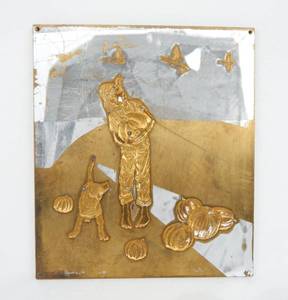 lot 133 image: Vintage Norman Rockwell Pilgrimage Brass Embossing Plate