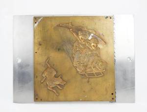 lot 137 image: Vintage Norman Rockwell Young Love Series Downhill Daring Brass Embossing Plate