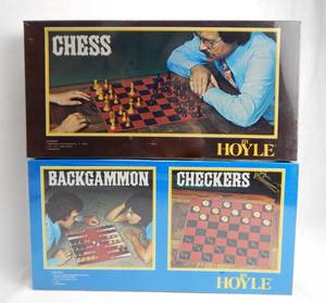 lot 122 image: Set of Vintage Hoyle Chess and Backgammon and Checkers Sealed Game Sets