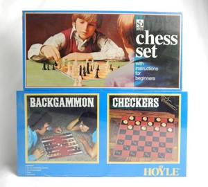 lot 123 image: Set of Vintage Hoyle Chess For Beginners and Backgammon and Checkers Sealed Game Sets