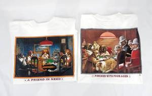 lot 151 image: Set of 2 New Vintage Coolidge Poker Dogs The Original Cool Dogs T-Shirts