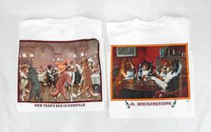 lot 154 image: Set of 2 New Vintage Coolidge Poker Dogs The Original Cool Dogs T-Shirts