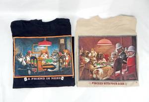 lot 157 image: Set of 2 New Vintage Coolidge Poker Dogs The Original Cool Dogs T-Shirts