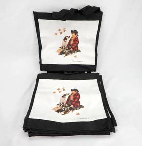 lot 64 image: Set of 6 Vintage Norman Rockwell A Bog and His Dog Series Pride of Parenthood Heavy Canvas Bags