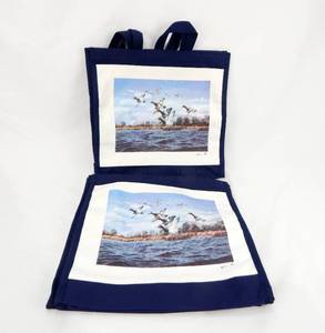 lot 65 image: Set of 3 Vintage David Maass Redhead Ducks Heavy Canvas Bags