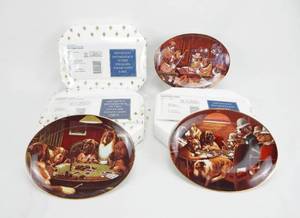 lot 46 image: Set of 3 Vintage Limited Edition Franklin Mint Heirloom Recommendation Coolidge Poker Dogs Porcelain Plates