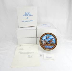 lot 207 image: Set of 5 Vintage 1996 Danbury Mint David Maass Abrupt Departure Hand Painted 3D Resin Plates