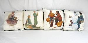 lot 216 image: Set of Four Vintage Norman Rockwell Grand Pals Series Throw Pillows