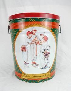lot 217 image: Vintage Norman Rockwell 100th Anniversary Sporting Boys Series Large Tin