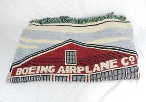 lot 17 image: Vintage Boeing Airplane Company Knit Blanket