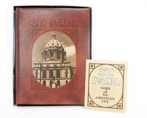 lot 33 image: Vintage 1977 St. Paul - Saga Of An American City Leather Bound Book