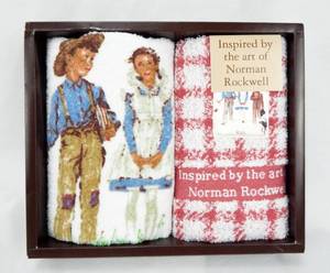 lot 63 image: Vintage Norman Rockwell Young Mans Fancy 2 Towel Set