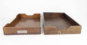 lot 19 image: Set of 2 Vintage Mid Century Legal Size Wood Letter Trays