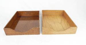 lot 20 image: Set of 2 Vintage Mid Century Globe Wood Letter Trays