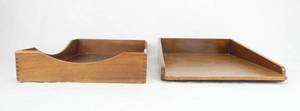 lot 23 image: Set of 2 Vintage Mid Century Decature Industries Legal Size Wood Letter Trays