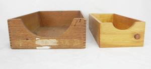 lot 25 image: Set of 2 Vintage Mid Century Wood Letter Trays