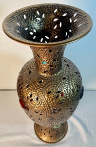lot 146 image: Metal Jeweled Vase