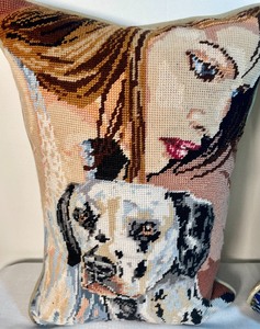 lot 134 image: 2 Hand Stitched Needlepoint Pillows