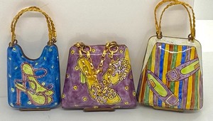 lot 24 image: Four Miniature Handbag Trinket Boxes including Limoges